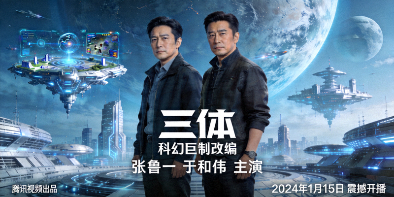 《三体》电视剧海报，科幻巨制改编，张鲁一、于和伟主演